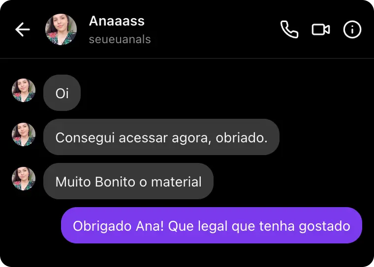 Depoimento de Ana sobre o material