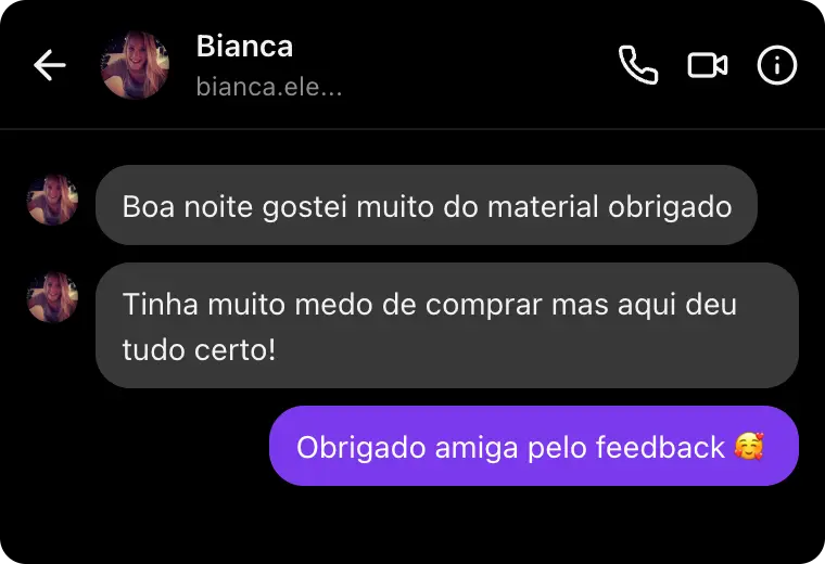 Depoimento de Bianca sobre o material